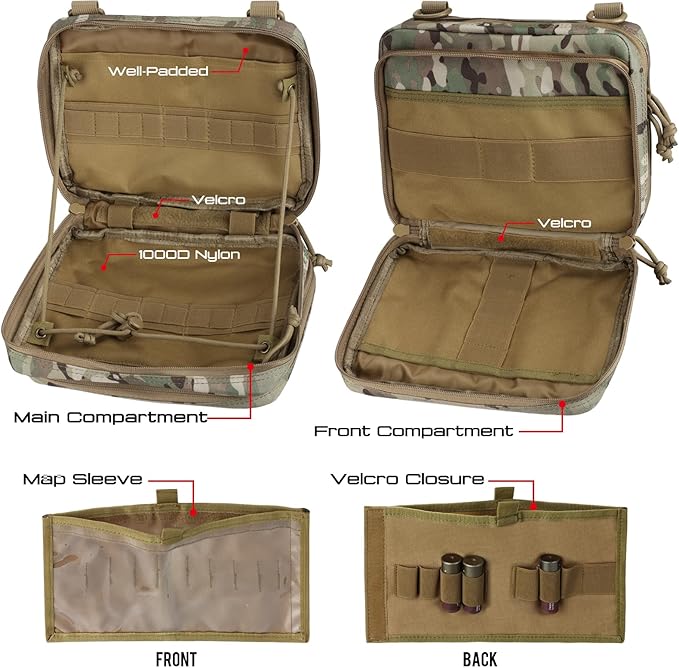 WYNEX Tactical Large Admin Pouch of Double Layer Design, Molle EDC EMT Utility Pouch with Map Sleeve Modular Tool Pouch Large Capacity Flag Patch Included