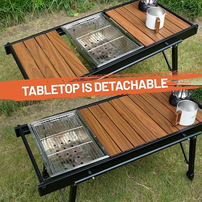 Himalaya Folding Camping Table IGT Portable Outdoor Camp Kitchen System, Adjustable Aluminum Foldable, Ultralight Lightweight with Carrying Zipper Bag for Patio BBQ Backyard Car Camping Picnic RV