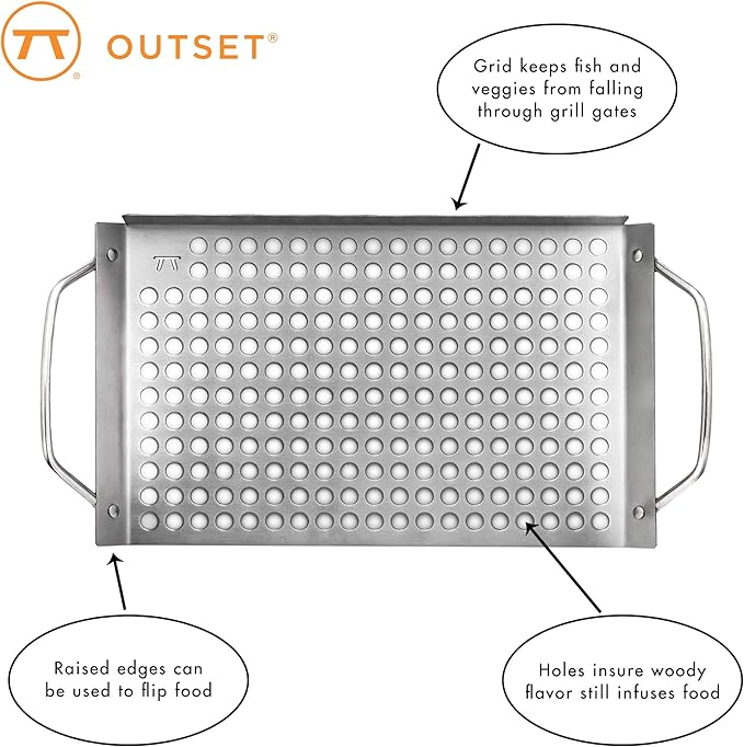 Outset 76630 Stainless Steel Grill Topper Grid, Set of 2, 11"x7" and 11"x17"