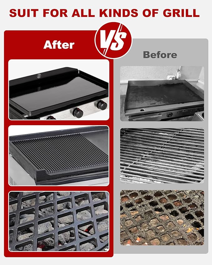 Grill Brush Bristle Free, Steam Grill Cleaner with Scraper for Outdoor Grill, Grill Cleaner Steam BBQ Tool, Safe for Cast Iron & Stainless Steel Grates (Black)