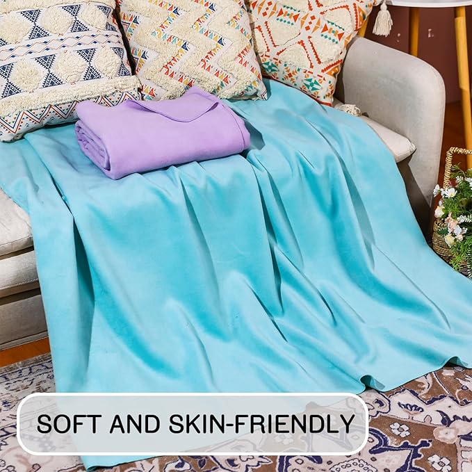 Peryiter 2 Pcs Military Wool Blanket Large 64" x 88" Camping Blanket Survival 3.3 Lbs Each Thick Thermal Washable Emergency Blanket for Outdoors Sporting Events Survival Kits (Purple, Bean Green)