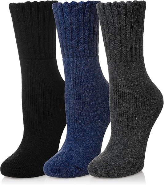 Eyean Merino Wool Socks Thermal Winter Ski Warm Thick Cozy Boot Hiking Socks for Women Men 3 Pairs