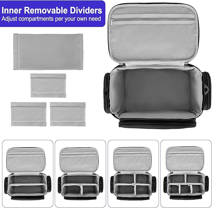 Medical Bag,First Aid Bag Empty,Home Health Nurse Storage,Pill Bottle Organizer Box,Emergency Medical Supplies Tote with Detachable Divider for Home,Travel(Black)
