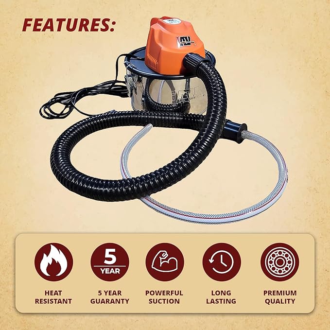 Pellethead Ash Vacuum Vault Pro for Fireplaces, Pellet Stoves, Grills, Pizza Ovens, Fire Pits (Mini 110V)