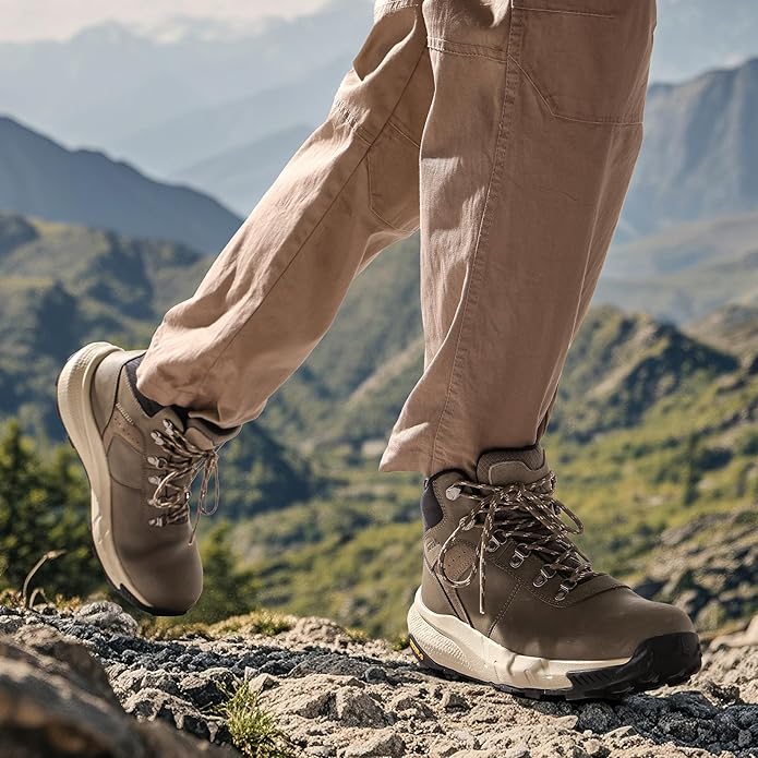 NORTIV 8 Men's Waterproof Hiking Boots Lightweight Outdoor Mid Trekking Leather Shoes DriftShield