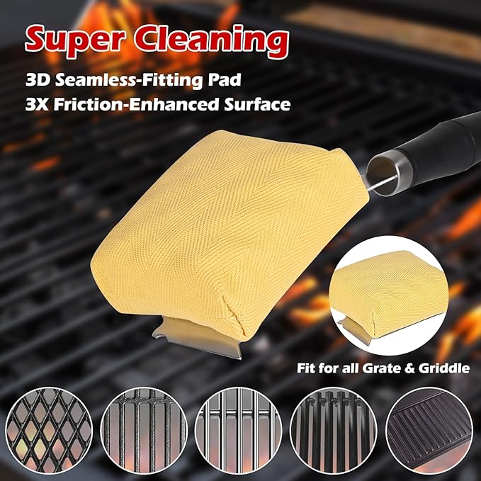Grill Brush for Outdoor Grill -Steam Grill Brush Bristle Free for Cast Iron/Stainless Grates,BBQ Cleaner Brush with Durable Scraper,Safe Grill Cleaner Brush, Gifts for Men/Dad