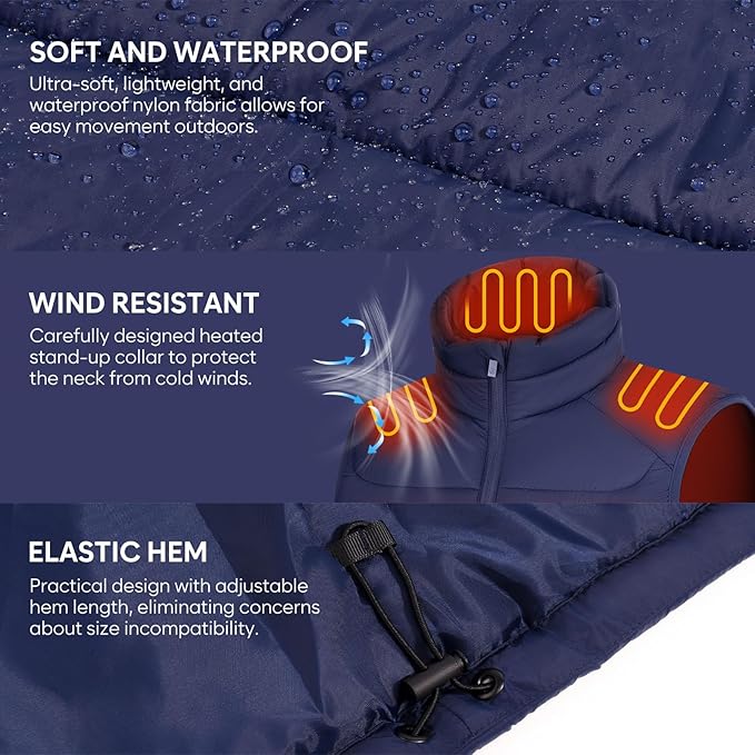 Heated Vest for Men with Battery Pack Included 16000mAh, 15 Heating Zones Electric Winter Warm Heating Jacket