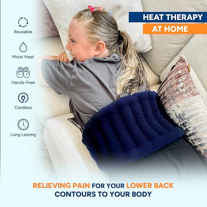 SunnyBay Microwave Heating Pad, Microwavable Moist Hot or Cool Bean Bag Wrap for Neck, Shoulder, Knee, or Back Pain with Fastening Straps, 10x18 Inch Heating Area, 2.8 Lbs, 58 Inches