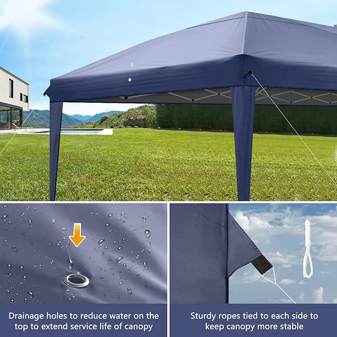 Outvita 10x20ft Pop Up Canopy Tent, Outdoor Instant Shelter Folding Canopy with 4 Side Walls and Carry Bag for Commercial Events, Party, Backyard BBQ, Camping Blue