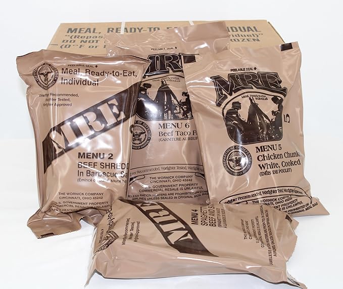 Wornick MRE Meals Ready to Eat, Inspection 2024, 2025 or Better, Emergency Food Supply, Survival Camping Outdoor 12 Pack (Random Bundle (A or B), 2, Count)