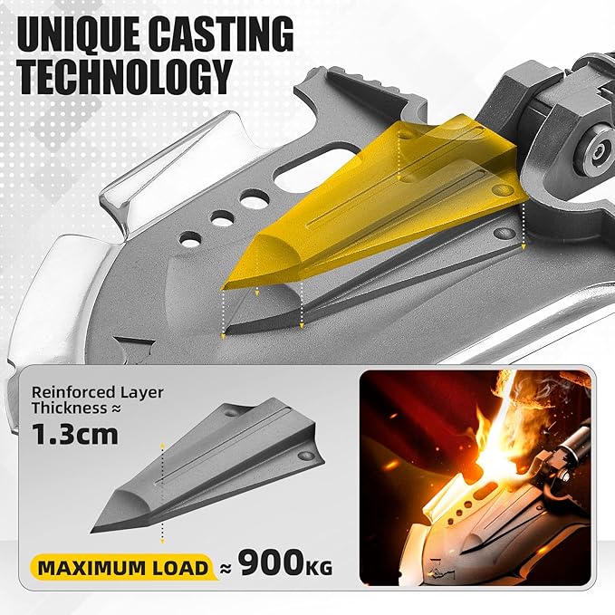 Zune Lotoo Survival Shovel Multitool with Axe, 29 in 1 Unbreakable Tactical Shovel Martensitic Steel kit, Compact Camping Shovel Folding Adjustable 7 Angles for Outdoors Gear Military Tool Gifts