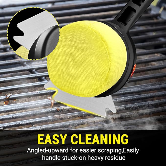 Grill Brush BBQ Replaceable Scraper Cleaning Head, Bristle Free, Safe for Stainless Steel & Cast Iron Grates, Premium Aramid Fiber, Dishwasher Safe