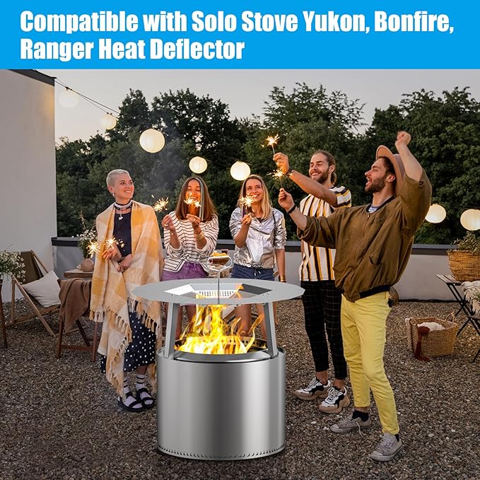Handle Compatible with Solo Stove Yukon Bonfire Canyon Ranger Heat Deflector,Stainless Steel Handle Accessory for Fire Pit Campfire Stove Heat Diffuser