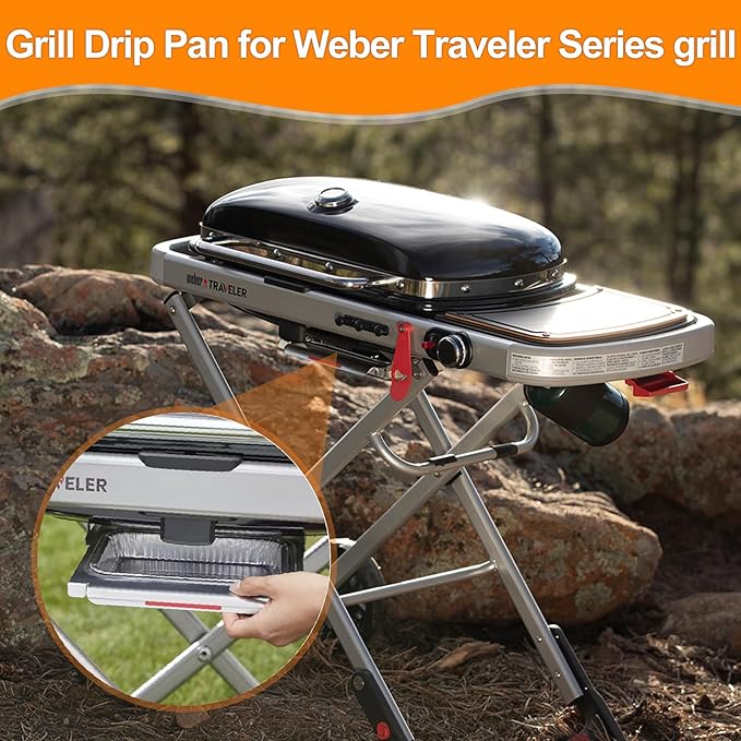 SafBbcue 67047 Grease Catch Pan Drip Pan for Spirit II E/S 210, E/S 220 Spirit II E/S 310, E/S 320, E/S 330 Genesis II 200 300 Grease Drip Tray with 12pcs Aluminum Foil Liner
