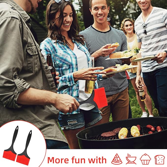Large Silicone Basting Pastry Brush, 2pcs 3.94''Extra Wide Basting Pastry Brushes for Cooking Red Oil Bolosy Heat Resistant Brush for Spread BBQ Baking Grilling Dishwasher Kitchen Bread Cookie