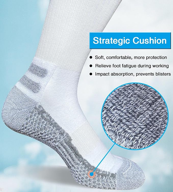 Men's Crew Work Boot Socks Thick Cushioned Moisture Wicking Hiking Sock 4 Pairs