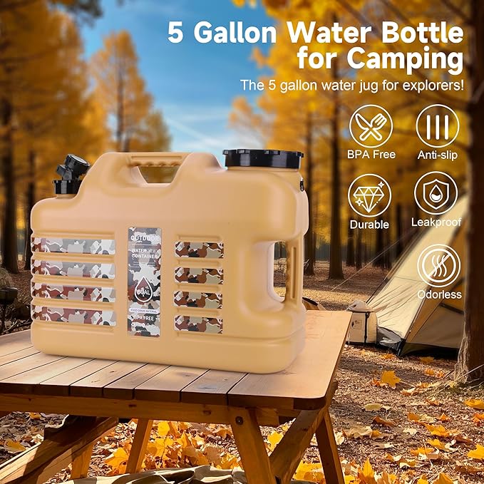 ASIEIT 3 Gallon/5 Gallon Water Jug with Spigot, Portable Water Tank BPA Free, Leak-Proof Water Containers for Camping Water Storage Containers for Emergency Outdoor Hiking Picnic, Green/Yellow/White