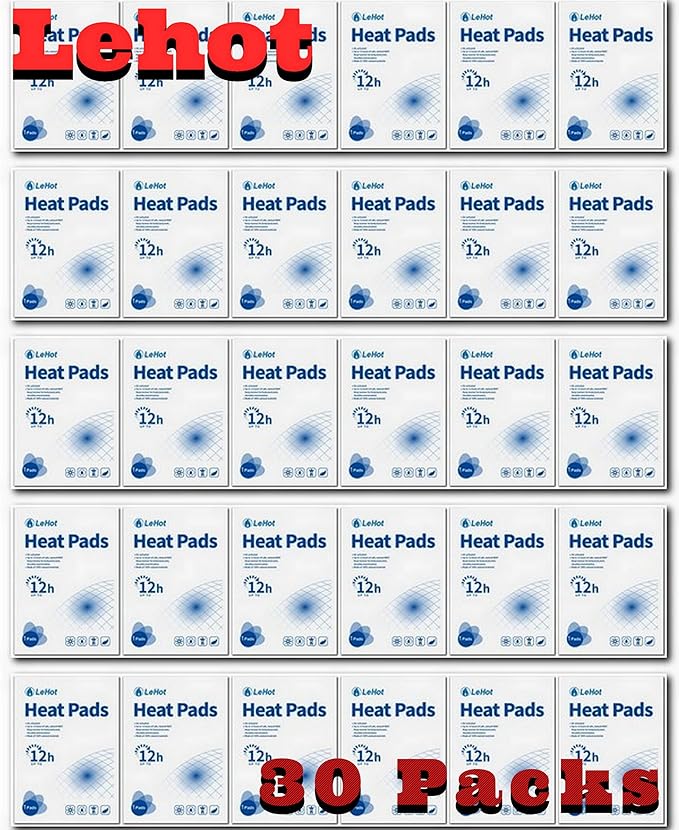 Hot Body Warmers - 30 Pack Disposable Adhesive Patches for Up to 12 Hours of Safe, Natural Heat, Ideal for Outdoor Activities like Skiing, Hiking & More, Fastest Activation for On-the-Go Warmth.