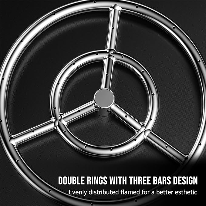 Skyflame 12-Inch Round Fire Pit Burner Ring, 304 Stainless Steel