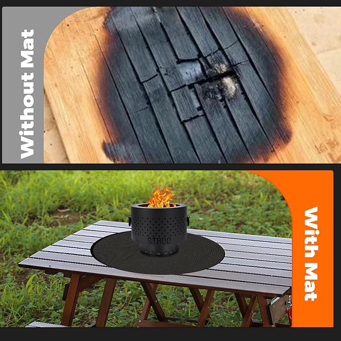 20" Tabletop Fire Pit Mat for Solo Stove Mesa XL, Easy Clean Small BBQ Mat for Outdoor BBQ, Reusable Waterproof Pad, Three-Layer Fireproof and Heat-Resistant Barbecue Mat for Tabletop Fire Pit