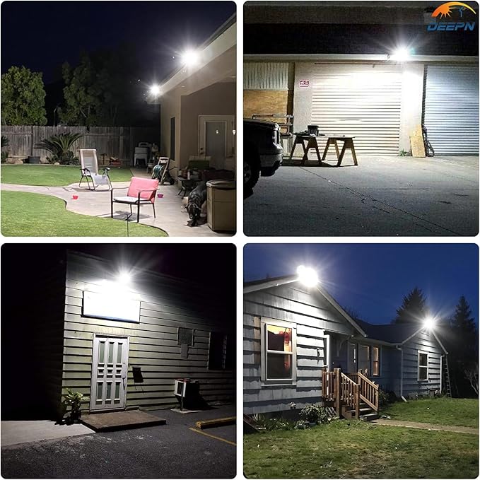 Solar Lights Outdoor for Outside, IP66 Waterproof Solar Outdoor Lights, 6500K Dusk to Dawn Led Security Flood Lights Motion Sensor with Remote Control for Yard, Entryway, Garage 3 Pack