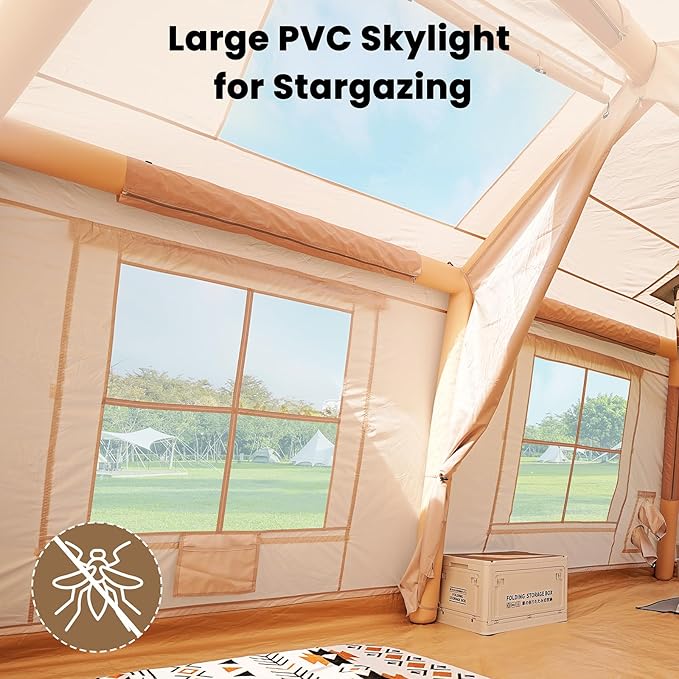 Inflatable Tents for Camping, Blow Up Tent with Hand Pump, Easy Setup InflatableTent 4 Season Tent, Waterproof Oxford Air Glamping Tents for Camping Adult 4/6/8 Person