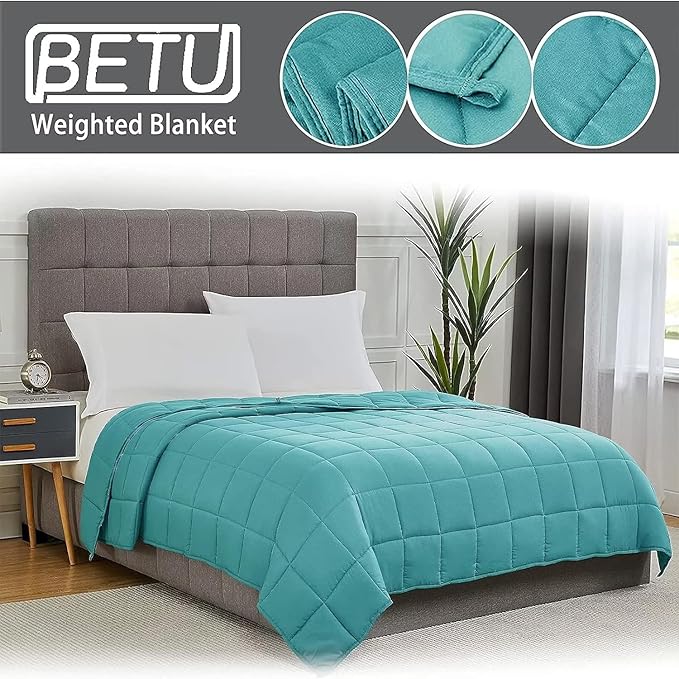 Weighted Blanket for Adults 20lbs, 48"x72" Twin Size Cooling Heavy Blanket for 130-220lbs with Premium Glass Beads, Soft Thick Big Blankets for All-Season Sleeping Comfort Breathable, Teal