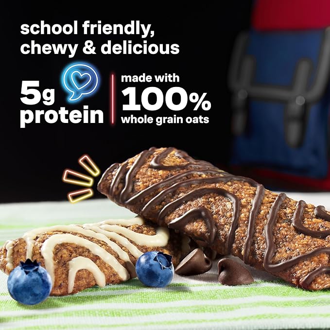 KIND Kids School Friendly Blueberry Muffin and Chocolate Chip Oat Bars Variety Pack, Tree Nut and Peanut Free, Gluten Free, Made With Whole Grain Oats, 5g Protein, 10 Count