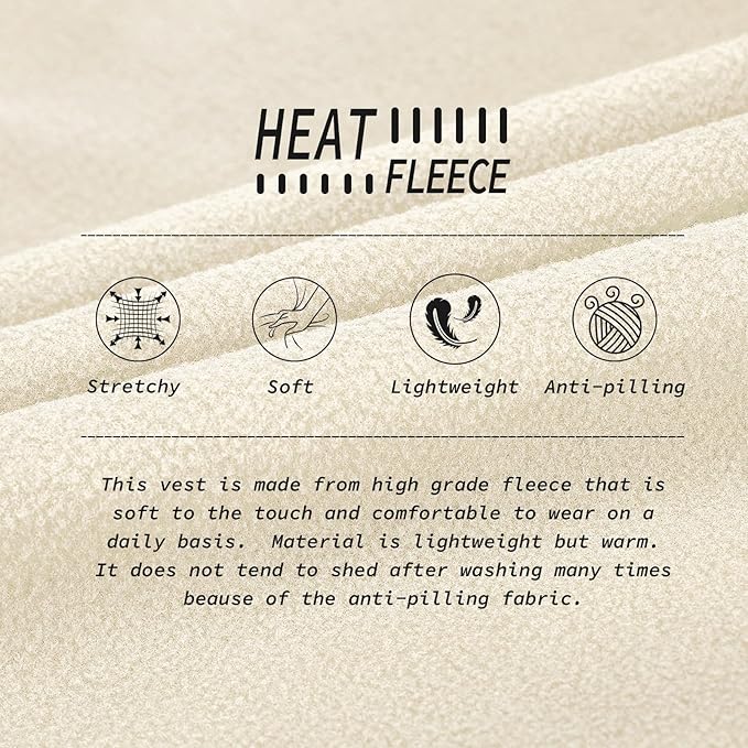 33,000ft Men's Fleece Vest, Lightweight Warm Zip Up Polar Vests Outerwear with Zipper Pockets, Sleeveless Jacket for Winter
