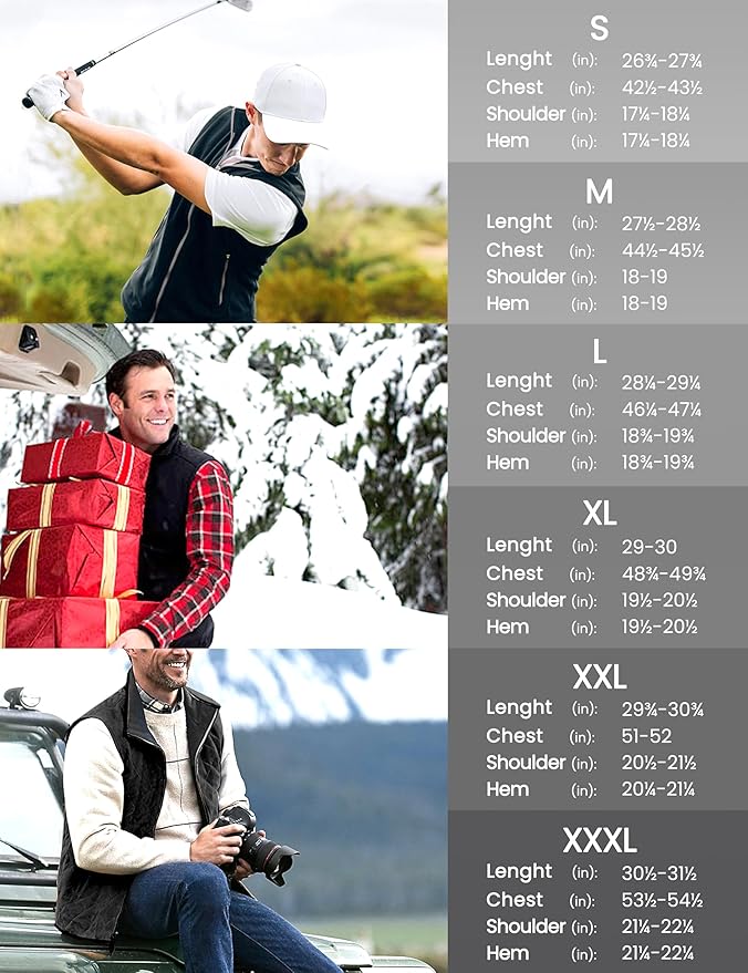 Little Donkey Andy Men's Golf Vest Warm Fleece Lining Hiking Vests Zip Up Sleeveless Outerwear Jacket