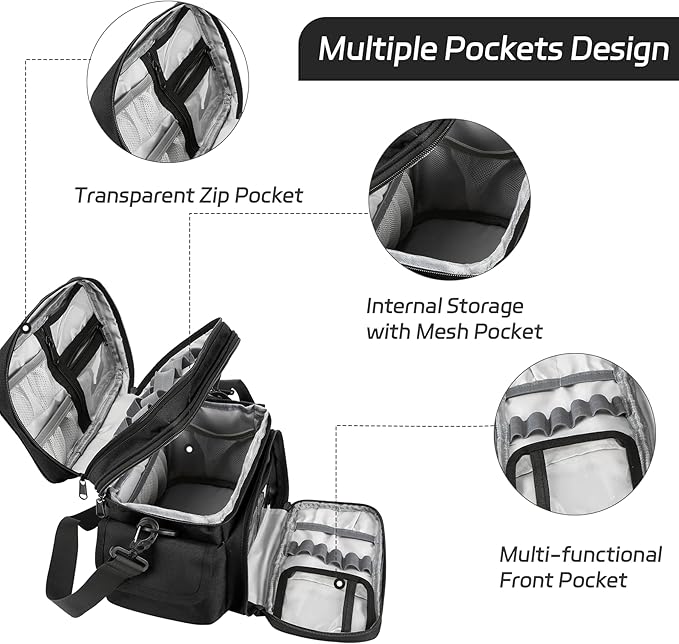 Black Double Layer First Aid Bag Medical Bag Empty Emergency First Responder Organizer for Nurses,Home Health Care, EMT