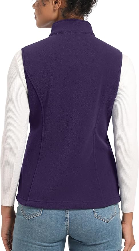 TACVASEN Women's Fleece Vest Lightweight Warm Vests Outerwear Sleeveless Zip Jacket Fall Winter Soft Vest with Pockets