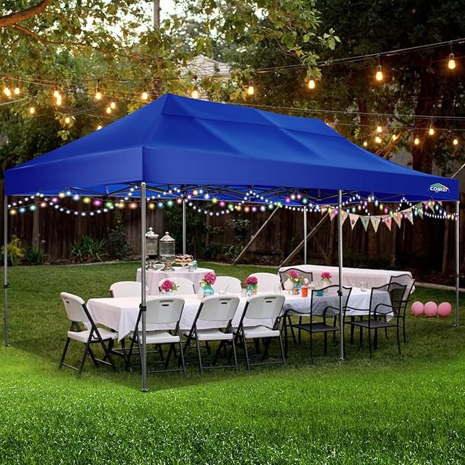 COBIZI 10x20 Canopy with Sidewalls, Heavy Duty Party Tent Pop up carpas para Fiestas, Tents for Parties, Wedding, Outdoor Ez up Foldable Portable Canopy Tent with Wheeled Bag, Navy Blue Upgrade