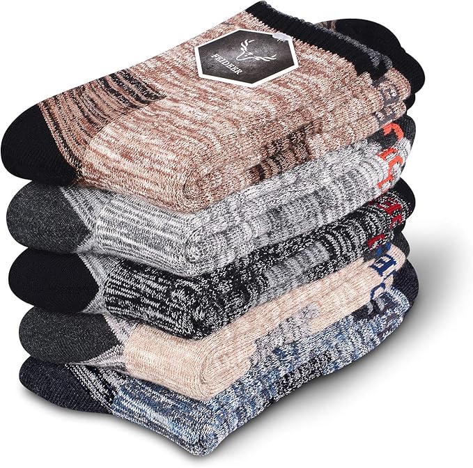 FEIDEER Men's Walking Hiking Socks, Wicking Cushion Quarter Crew Socks for Mens Outdoor Sports, 3/4/5 Pair, 6-15 Size
