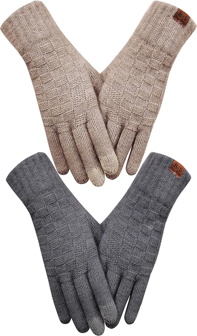 REACH STAR Winter Gloves for Women-Upgraded Touch Screen Elastic Thermal Knit Lining Warm Gloves for Cold Weather