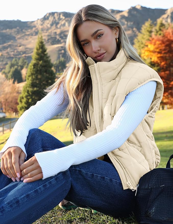 Zeagoo Womens Puffer Vest Ladies Sleeveless Zip Up Outerwear Warm Puffer Lightweight Down all Winter Jackets Coats 2025
