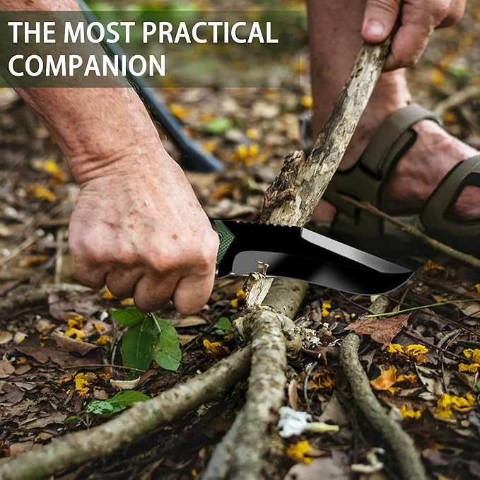 Fixed Blade Survival Knife with K Sheath – 5Cr13MoV Steel Tactical Outdoor Tool with Fire Starter, Compass, Whistle & LED – 10.8" Full Tang Bushcraft Knife for Camping, Hunting, EDC
