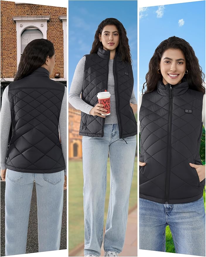 Heated Vest Women with 18400mAh 7.4V Battery Pack Included,Quilted Electric Warming Vest Women's Heated Vests
