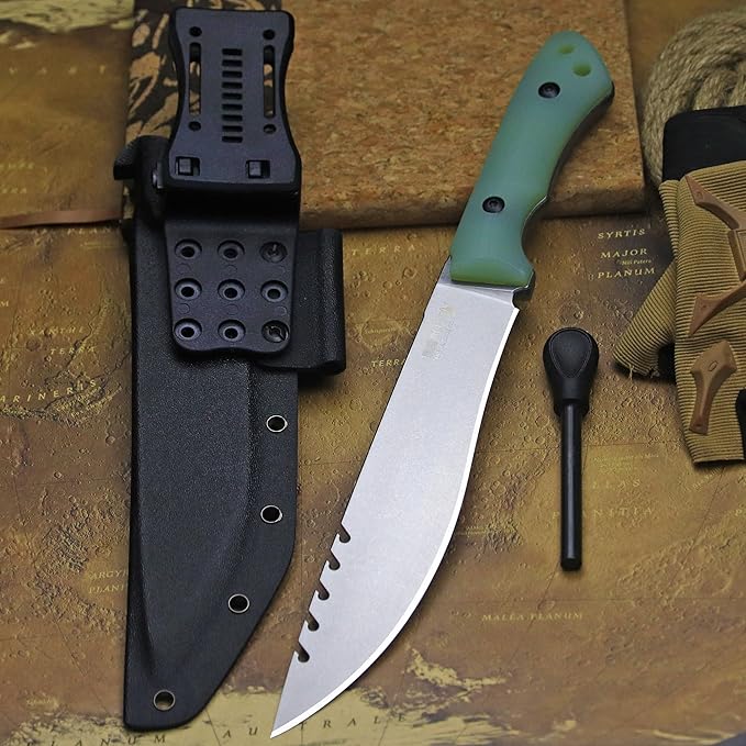 13.4-inch DC53 steel full tang hunting knife + K sheath. Suitable for camping, hiking, hunting and as daily carry equipment for handicrafts. (G10 - Minimalist Luxury Style A)