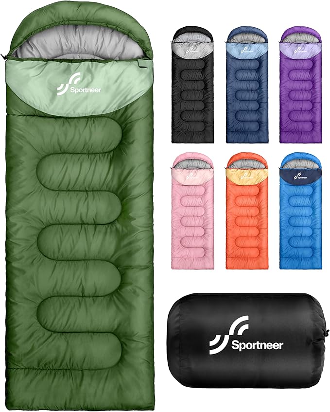 Sportneer Sleeping Bags for Adults, Warm & Cold Weather Sleeping Bag for Adults Kids Boys Girls - Lightweight Compact Camping Gear Equipment, Traveling, Backpacking, Hiking