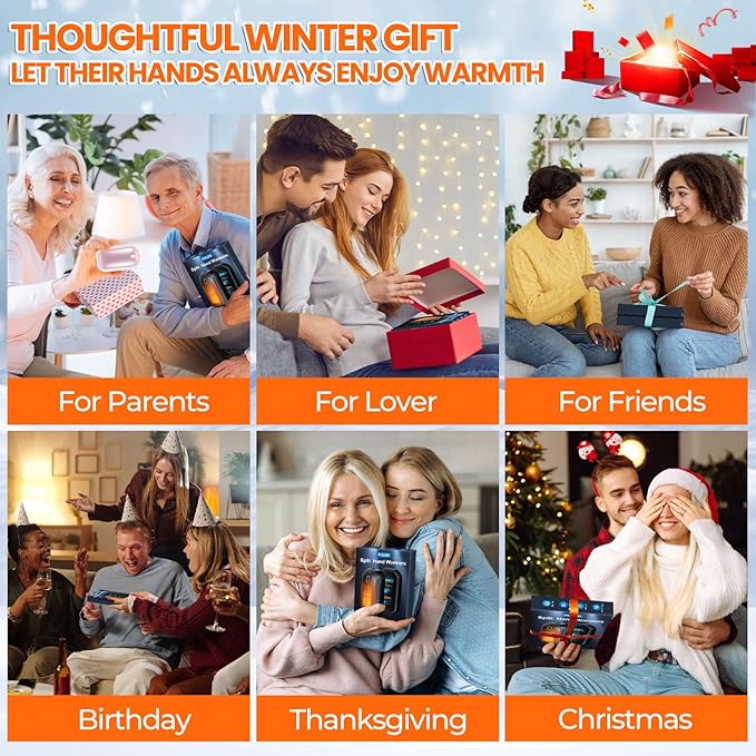 2 Pack Hand Warmers Rechargeable, 2025 New Portable Magnetic Electric with 12hrs Warmth, Double-Sided Heating Pocket Size for Outdoors, Camping - Winter Gifts for Women Men