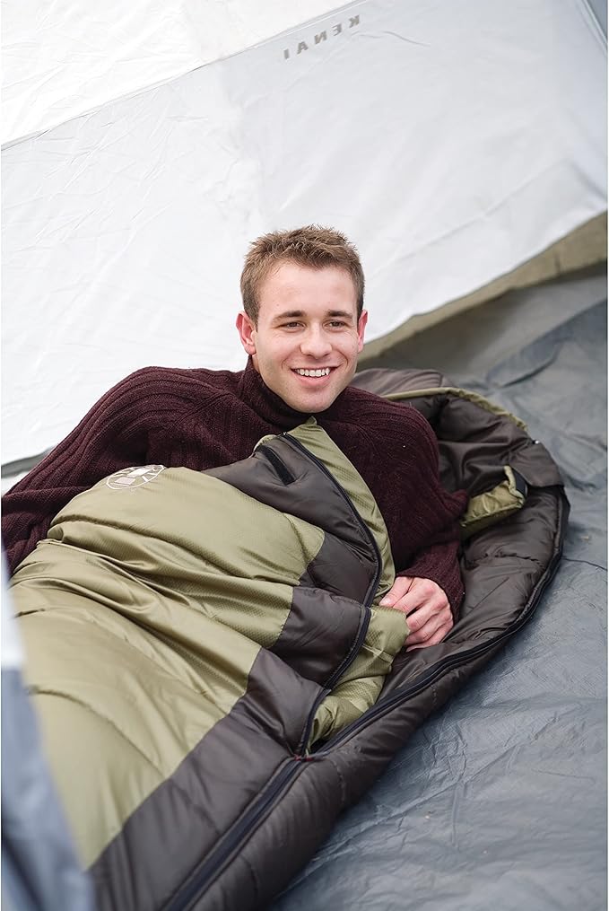 Coleman North Rim 0°F Big & Tall Sleeping Bag, Cold-Weather Mummy Sleep Sack with No-Snag Zipper & Adjustable Hood for Warmth & Ventilation, Large Camping Sleeping Bag