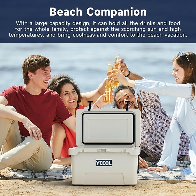 48 Quart Cooler with 72 Hours Ice Retention, Large Insulated Cooler with Built-in Bottle Opener & Drain Plug, Duty Outdoor Cooler for Camping, Beach, Picnic, Fishing, Barbecue