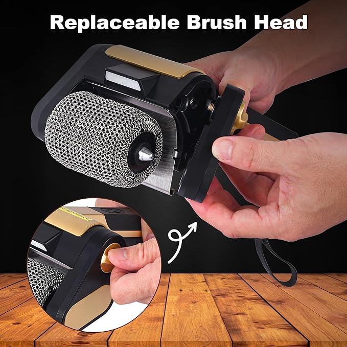 Electric Grill Cleaner Bristle Free – Cordless, Rechargeable BBQ Grill Brush with 350 RPM Stainless Roller, LED Light, Dishwasher-Safe for Gas/Charcoal Grills