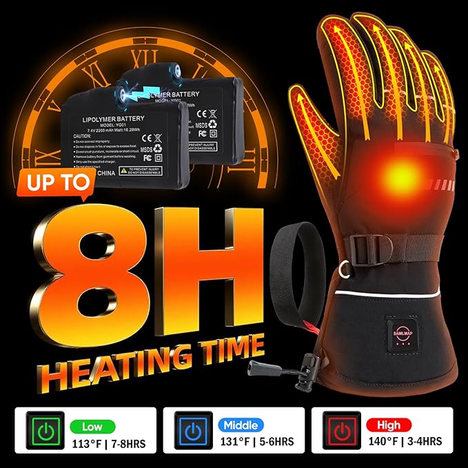 Heated Gloves, Electric Gloves Heated for Men/Women Rechargeable, Waterproof Work Motorcycle Glove for Winter Outdoor