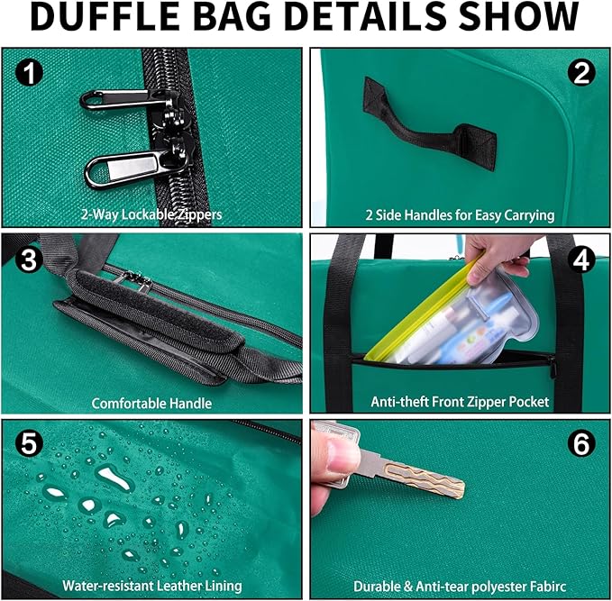 Urbanstand 52 Inch Large Duffle Bag for Travel Camping Sport Equipment Storage Bag with 2-way Lockable Zippers (Green)