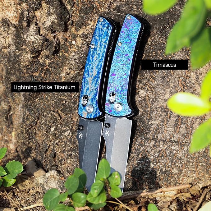 KANSEPT Elite Main Street Pocket Knife, 3.36'' Blackwash 20CV Sharp Tanto Blade, Timascus Handle with Axis Lock and Thumb Stud, Perfect Clip for EDC, Camping Survival Folding knives K1015M1