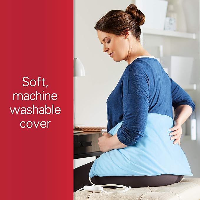 Sunbeam XL Heating Pad for Back Neck and Shoulder Pain Relief with Sponge for Moist Heating Option Extra Large 12 x 24" Blue