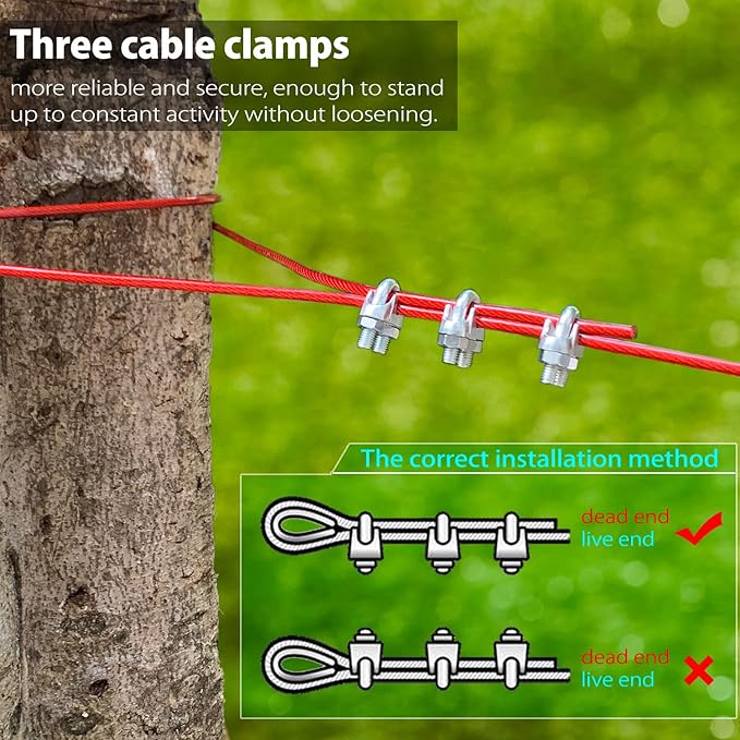 Heavy Duty Aerial Dog Tie Out Trolley System for Small to Large Dogs - Dog Run Cable 100ft /75ft Zipline with 10ft Runner Cable Great for Yard Camping Outdoor (Red, 100 ft for Two Dogs up to 300 lbs)