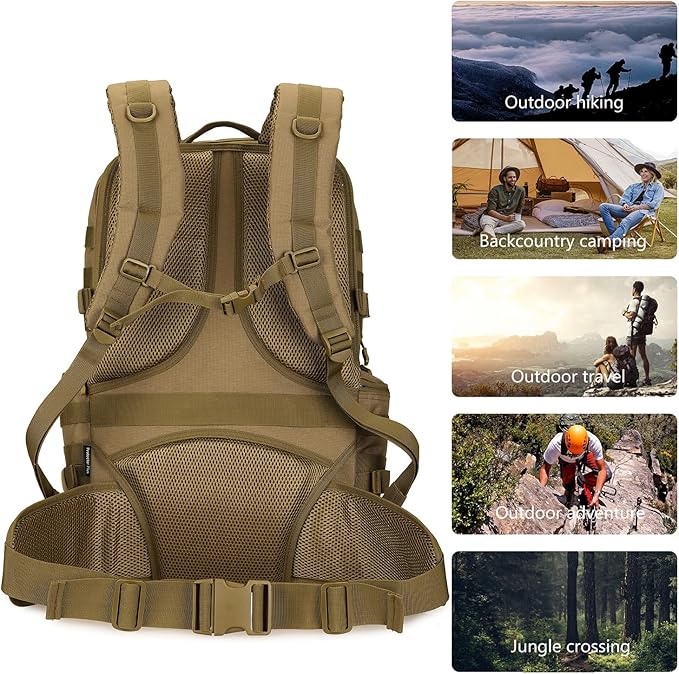 50L Military Tactical Backpack Hiking Waterproof Backpack Large Military Pack 3 Day Assault Pack Molle Bag Rucksack